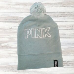 PINK Victoria's Secret‎ Beanie Hat Knit Cuffed Pom Logo Winter Cap